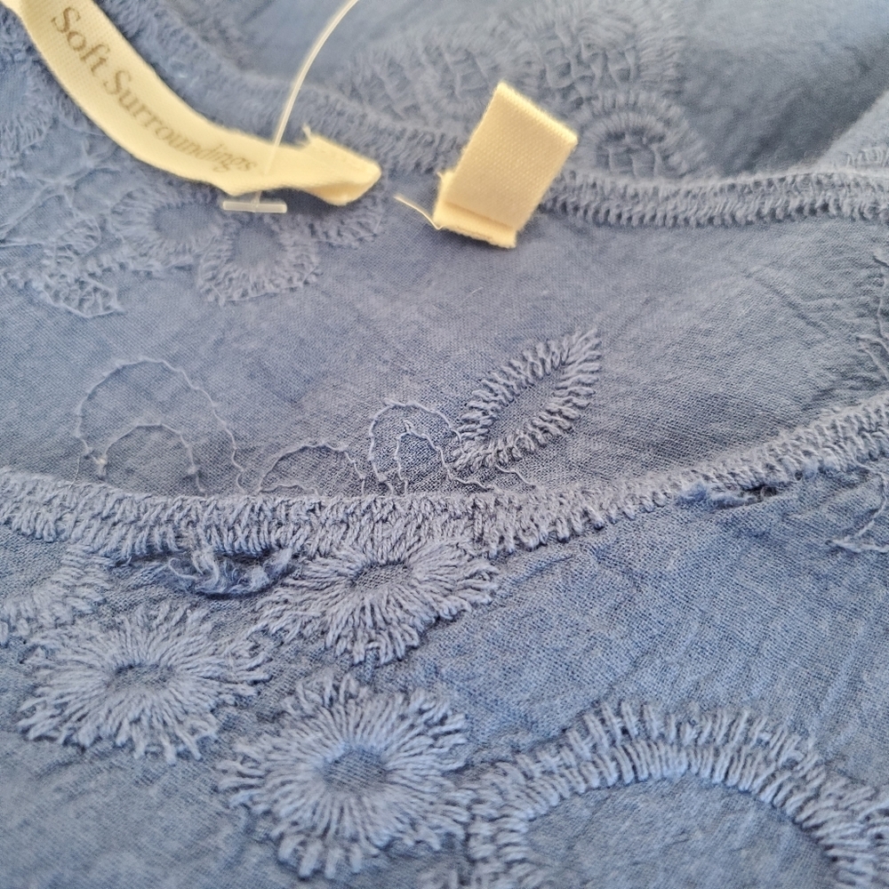 Soft Surroundings NWT Size M Mon Cherie tunic cadet blue Missy lace blouse - Picture 12 of 12